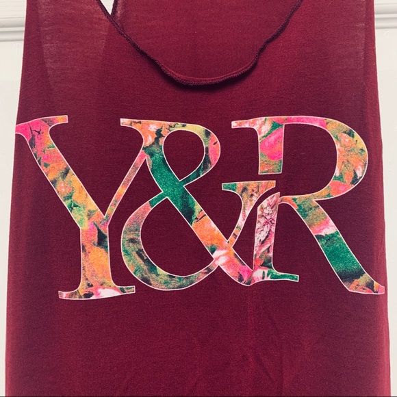 NWOT Soft Y&R Racerback Tank Top w/ Floral Design - Picture 2 of 5
